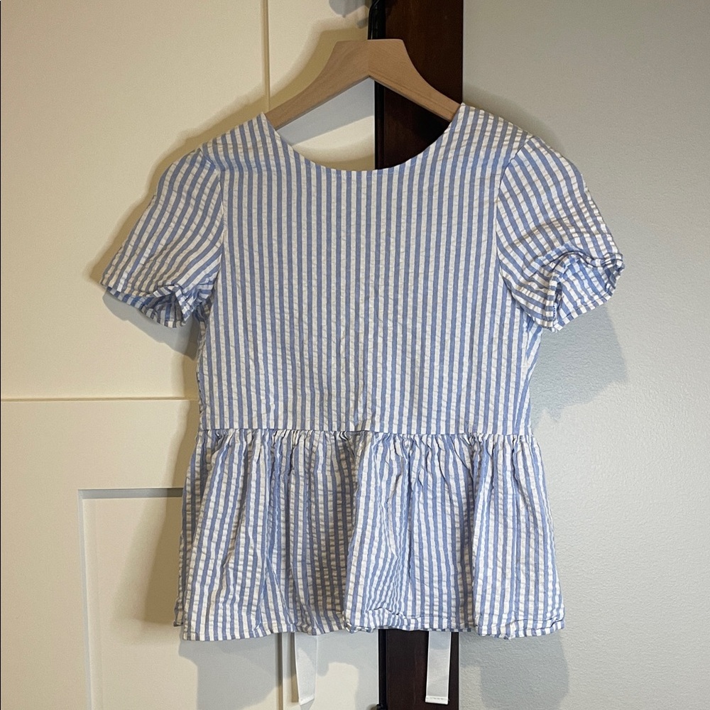 Bebe Blue and White Striped  Women’s Blouse